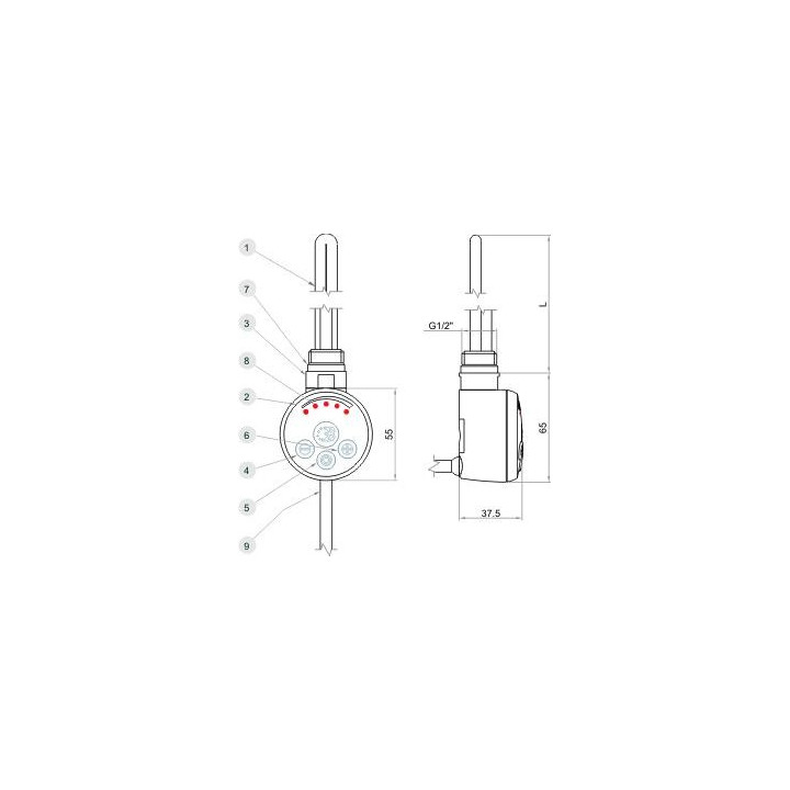 Grzałka Terma MEG moc 600 W - CZARNY- sanitbuy.pl