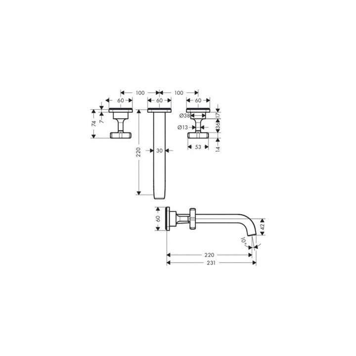 Bateria umywalkowa  Axor Citterio E 3-otworowa, ścienna, podtynkowa zpłytką - sanitbuy.pl