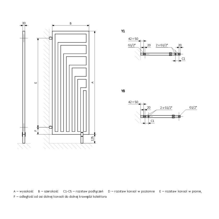 Grzejnik Terma Angus Vertical 178x68 cm- sanitbuy.pl