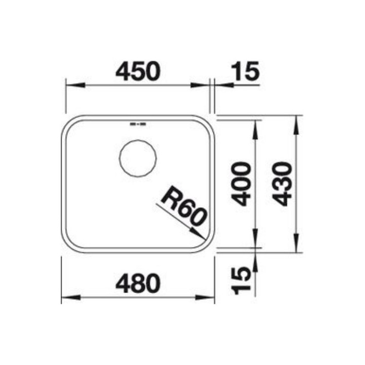 Komora Blanco SUPRA 400-U, podwieszana, stal szczotkowana  z korkiem automatycznym- sanitbuy.pl
