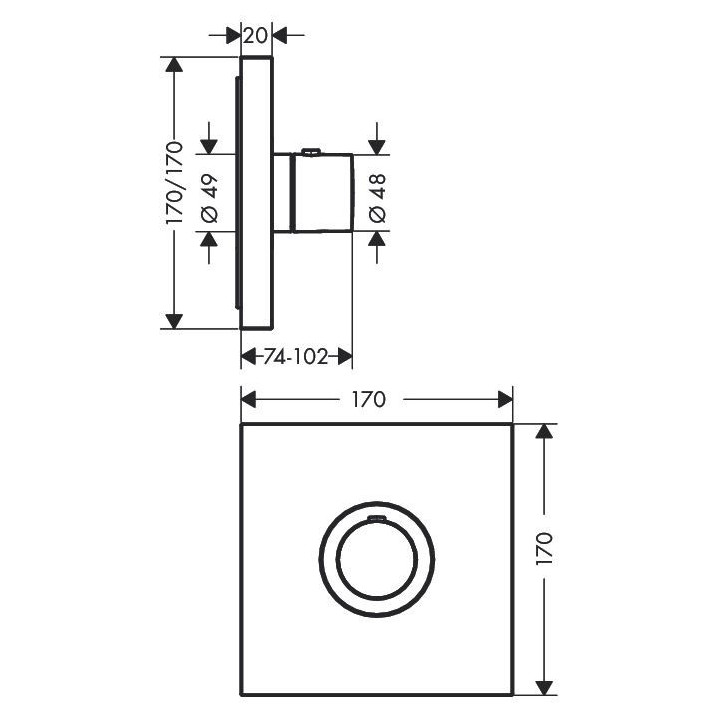 Bateria termostatyczna Axor ShowerSelect Round do 2 odbiorników, podtynkowy, element zewnętrzny- sanitbuy.pl