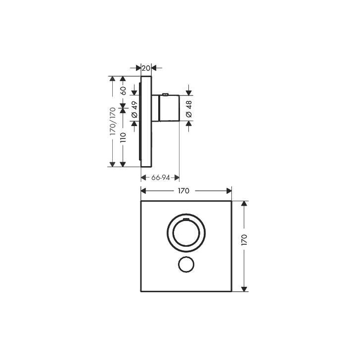 Bateria termostatyczna Axor ShowerSelect Square, HighFlow, podtynkowy, element zewnętrzny- sanitbuy.pl