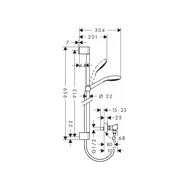 Zestaw prysznicowy  Hansgrohe  z baterią Ecostat temostatyczną- sanitbuy.pl