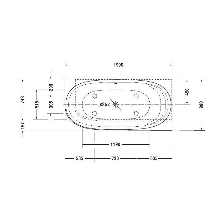 Wanna narożna lewa Duravit Cape Cod 190x90 cm- sanitbuy.pl