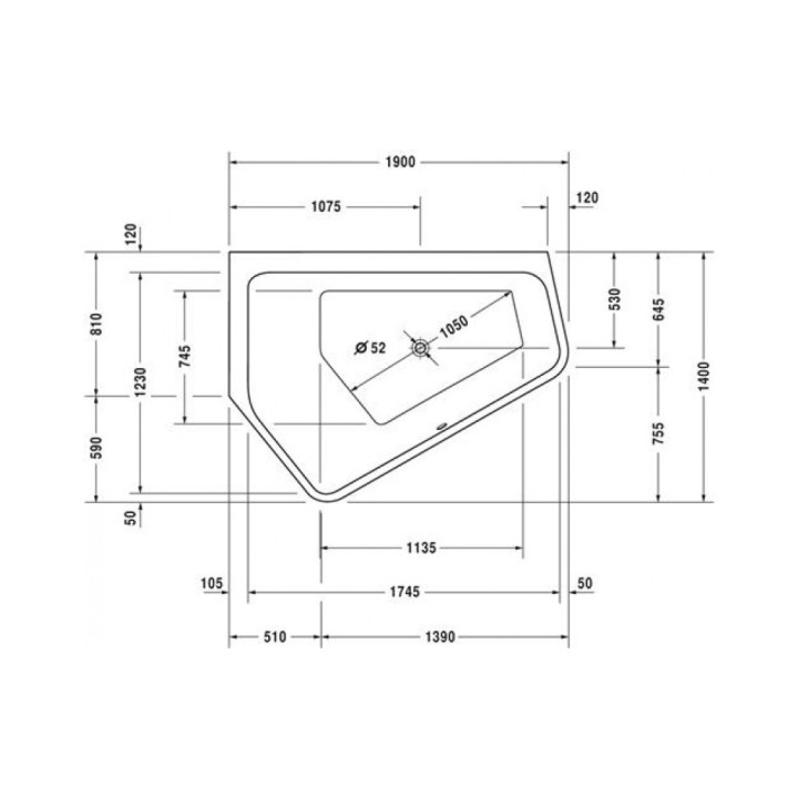 Wanna akrylowa Duravit Paiova 177x130 cm narożna lewa- sanitbuy.pl