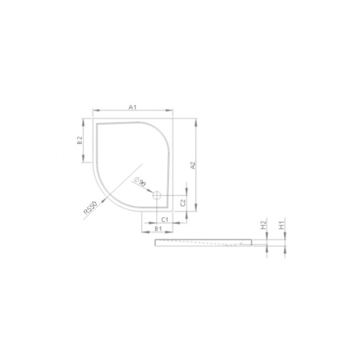 Brodzik Radaway Delos A 85x85 cm półokrągły- sanitbuy.pl