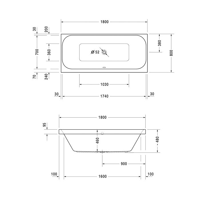 Wanna Duravit D.2 170x75 cm z oparciem ukośnym po prawej stronie- sanitbuy.pl