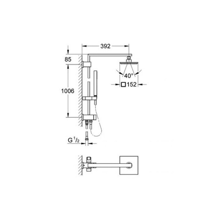 Bateria Grohe Lineare wannowa ścienna z zestawem prysznicowym- sanitbuy.pl