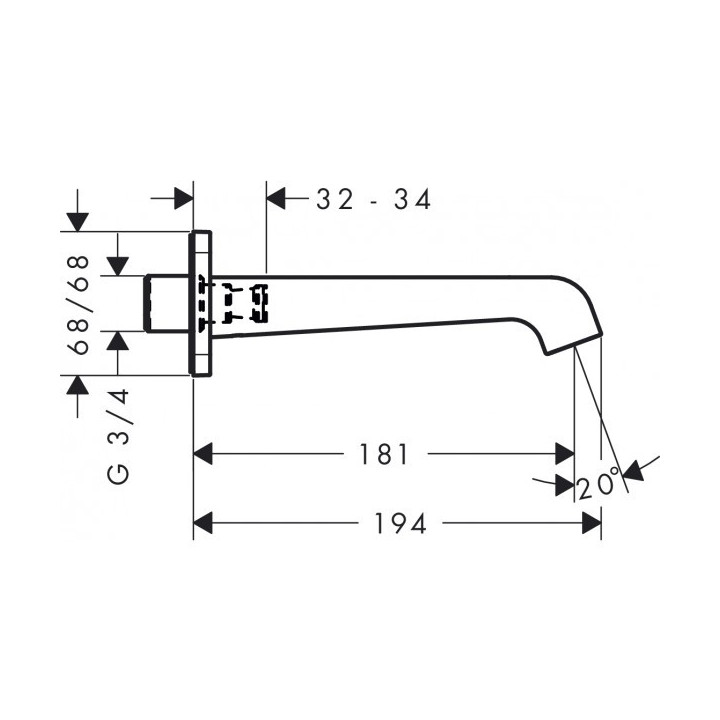 Wylewka wannowa Axor Citterio E 180mm, chrom- sanitbuy.pl