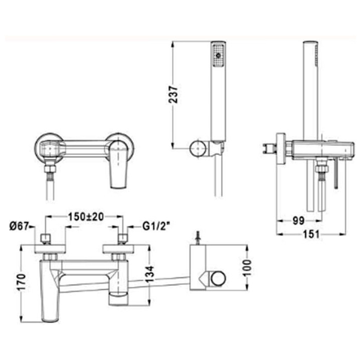 Bateria bidetowa Eurorama Blog, chrom- sanitbuy.pl