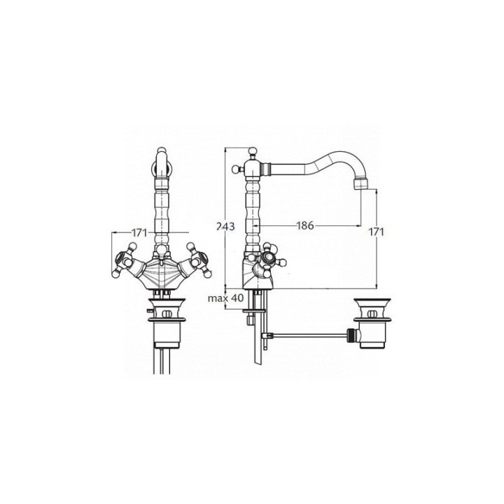 Bateria umywalkowa  Eurorama Anais wysoka, chrom- sanitbuy.pl