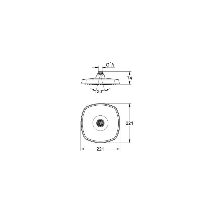 Deszczownica  Grohe Grandera 210 mm x 210 mm, wisząca, jednostrumieniowa- sanitbuy.pl