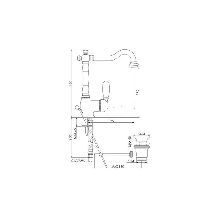 Bateria umywalkowa Gaboli Luigi Imperial, chrom- sanitbuy.pl