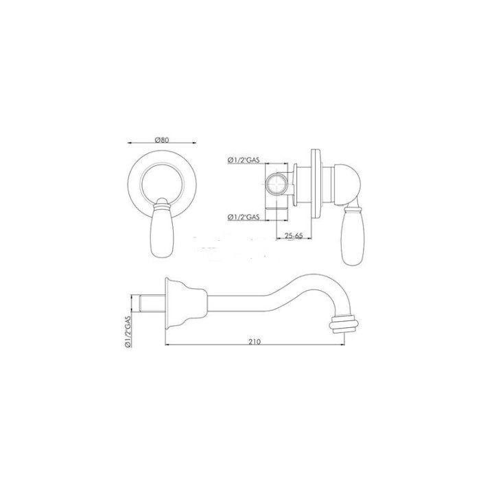 Bateria natryskowa Gaboli Luigi Imperial, stare złoto- sanitbuy.pl