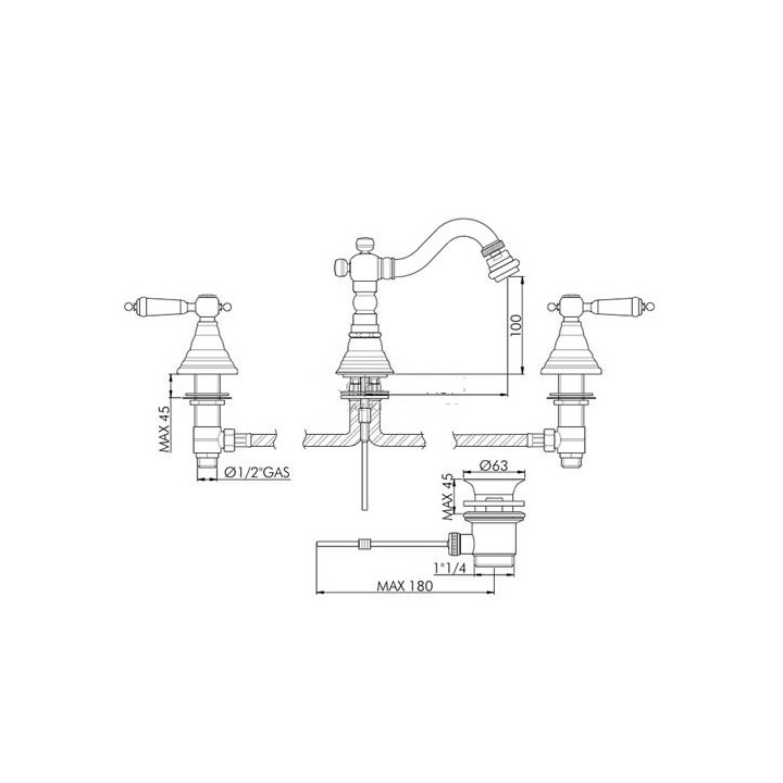 Bateria bitetowa Gaboli Luigi Armonia, chrom/złoto- sanitbuy.pl