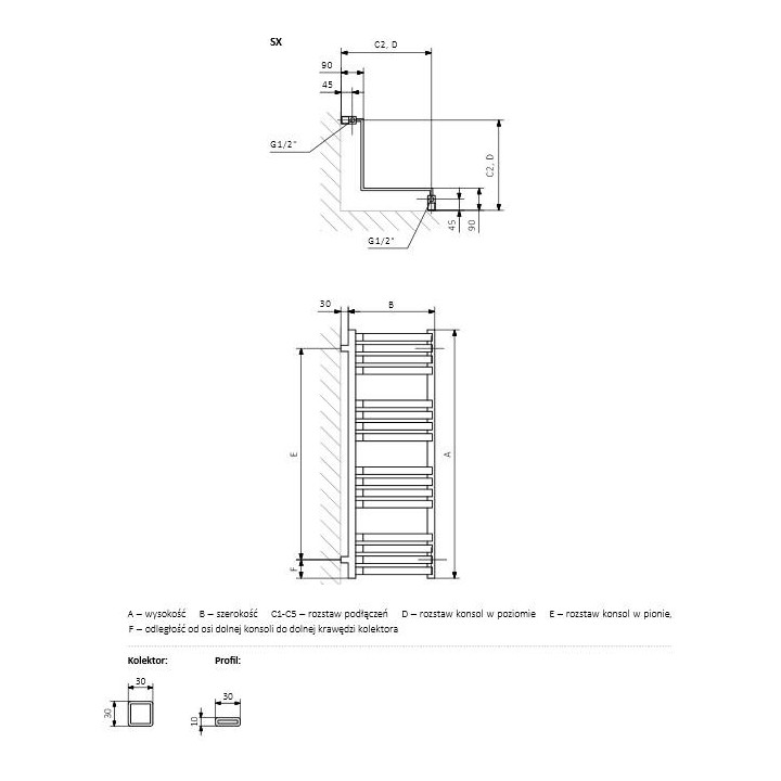 Grzejnik Terma Fiona 186x63 cm - kolor- sanitbuy.pl