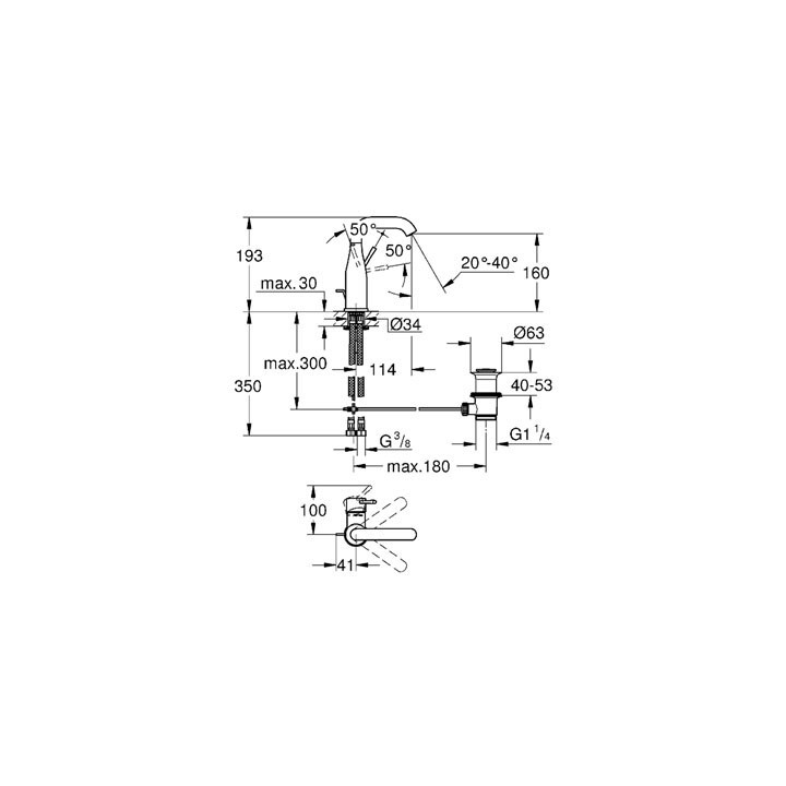 Bateria umywalkowa Grohe Essence stojąca, wys. 193 mm, chrom, jednootworowa- sanitbuy.pl