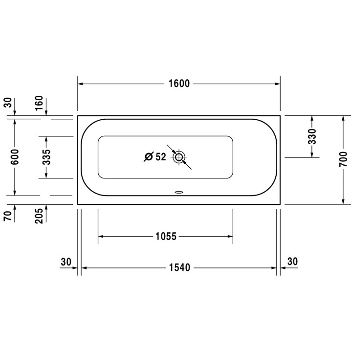 Wanna Duravit Happy D.2 160x70 cm z oparciem ukośnym po prawej stronie- sanitbuy.pl