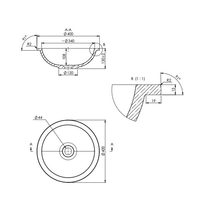 Umywalka Marmite KINGA 370C, śr. 37 cm- sanitbuy.pl