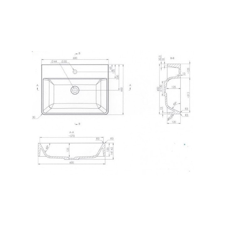 Umywalka Marmite Lotta 720, 72x45 cm- sanitbuy.pl