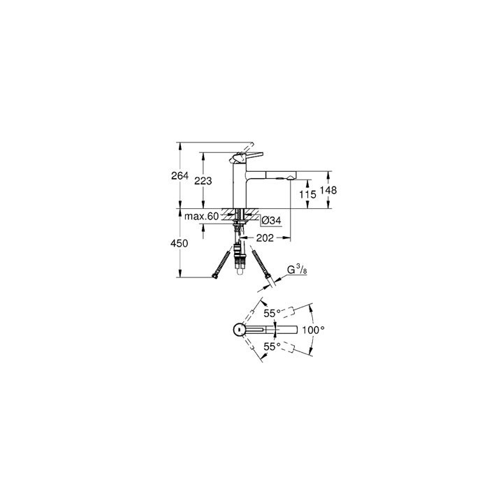 Bateria kuchenna GROHE Concetto 1/2" stojąca, wys. 264 mm, chrom, jednouchwytowa- sanitbuy.pl