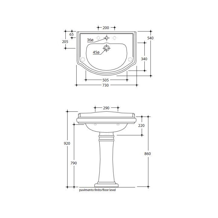 Umywalka Kerasan Retro 73x54 cm jednootworowa- sanitbuy.pl