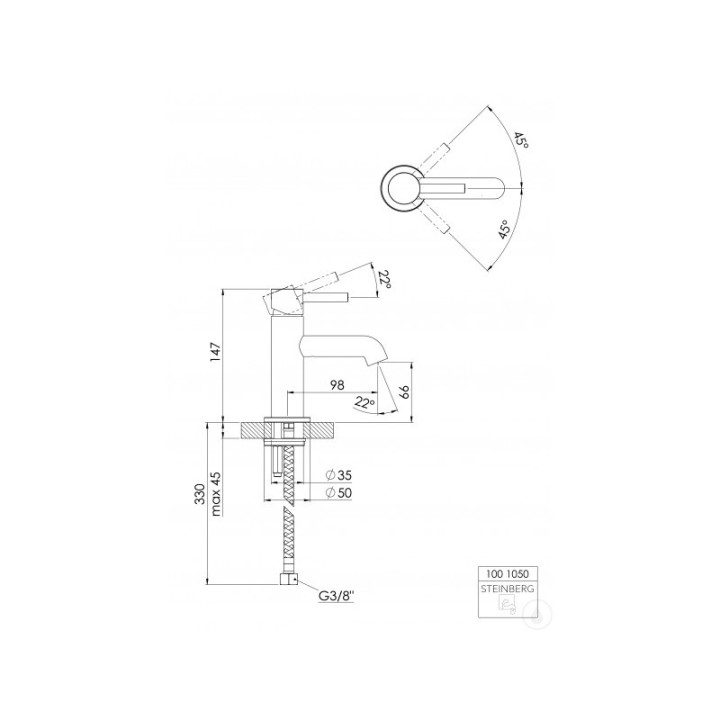 Bateria umywalkowa Steinberg Seria 100 stojąca - wysokość 14,7 cm- sanitbuy.pl