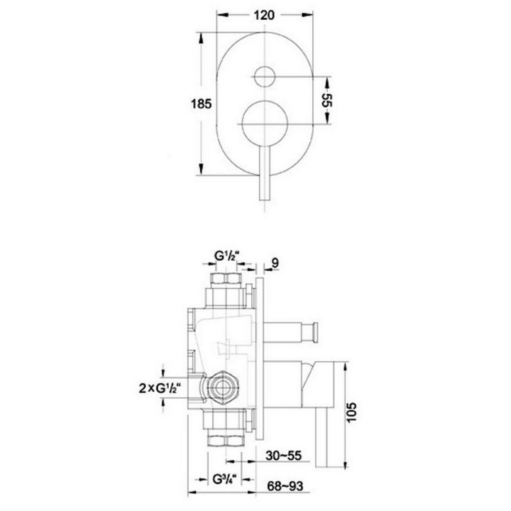 Bateria wannowa Steinberg Seria 100 podtynowa, element zewnętrzny, chrom- sanitbuy.pl
