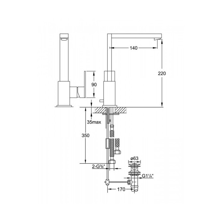 Bateria umywalkowa Steinberg Seria 160 - wysokość 29 cm, wylewka dł.17 cm- sanitbuy.pl