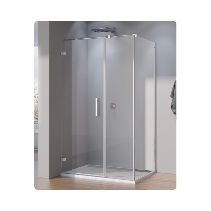 Drzwi jednoczęściowe ze ścianką SanSwiss PUR PU31P szer. 900, wys. 2000, chrom, przezroczysta, profil przyścienny- sanitbuy.pl