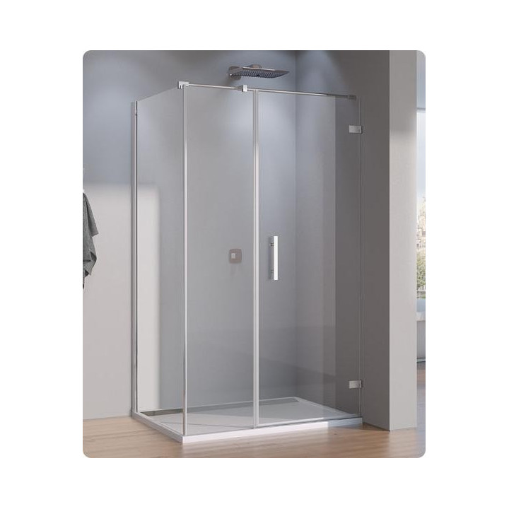 Drzwi jednoczęściowe ze ścianką SanSwiss PUR PU31P szer. 900, wys. 2000, chrom, przezroczysta, profil przyścienny- sanitbuy.pl