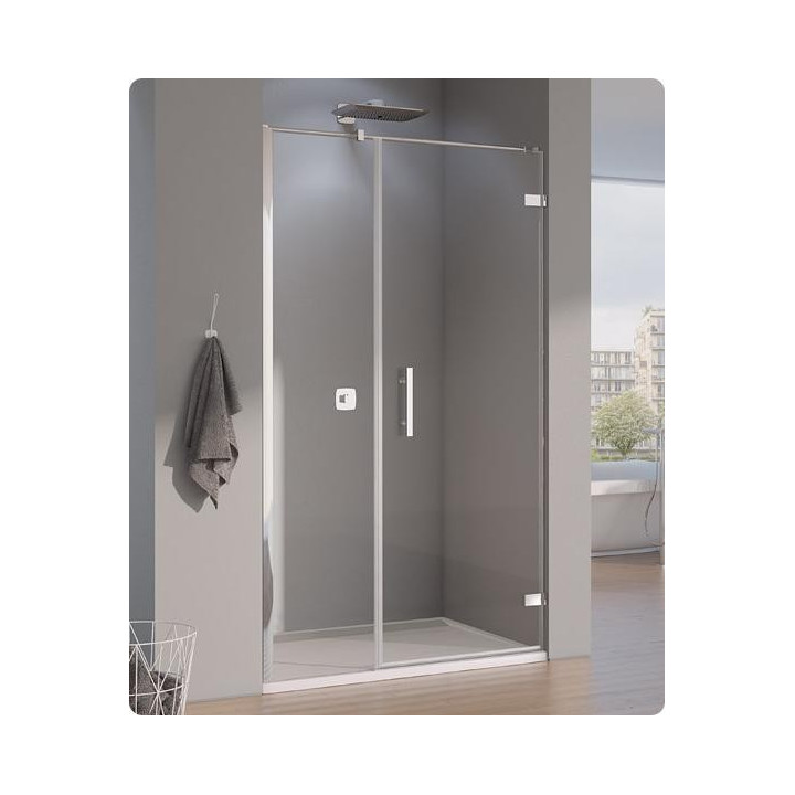 Drzwi jednoczęściowe ze ścianką SanSwiss PUR PU31P lewe, szer. do 1600, wys. do 2000, chrom, przezroczysta, profil przyścienny- 