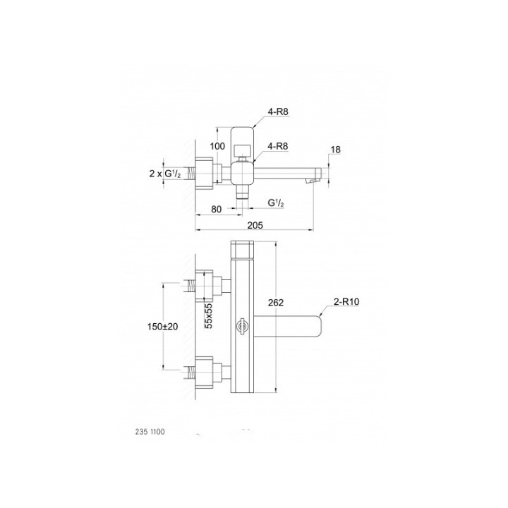 Bateria umywalkowa ścienna Steinberg Seria 230, podtynkowa, wylewka dł. 20 cm- sanitbuy.pl