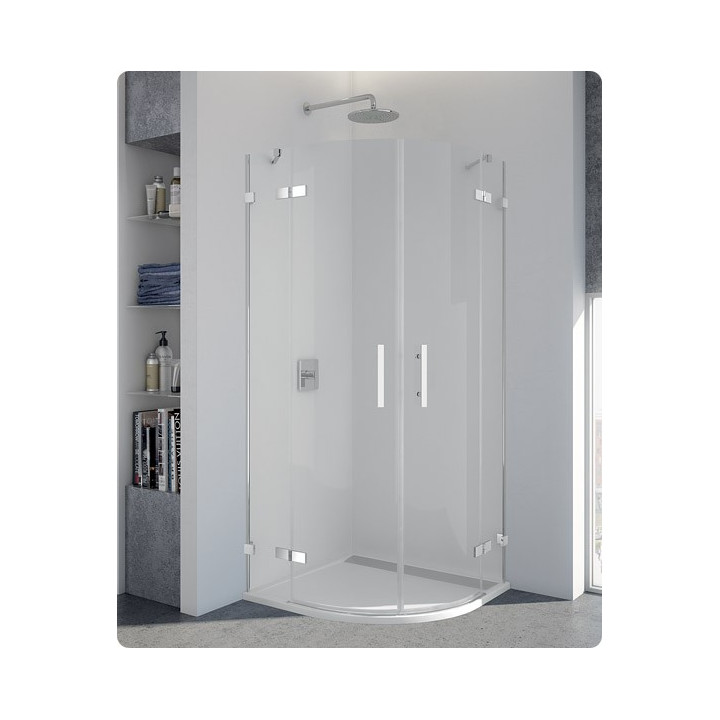 Kabina półokrągła dwuczęściowa SanSwiss PUR PU4 promień 500 mm, wys. 2000 mm, chrom, przezroczyste- sanitbuy.pl