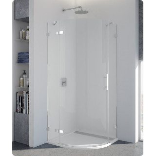 Kabina półokrągła jednoczęściowa SanSwiss PUR P3 lewa, promień 500 mm, wys. 2000 mm, szer. 750 - 1200 mm, chrom, przezroczyste -