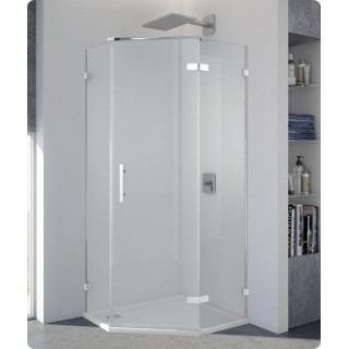 Drzwi jednoczęściowe do kabiny pięciokątnej SanSwiss PUR PUR51 lewe, szer. 450 - 1000, wys. 2000 mm, chrom, przezroczysta - sani