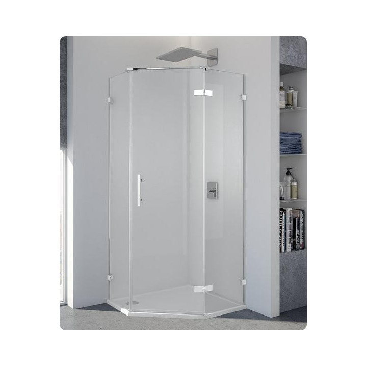 Drzwi jednoczęściowe do kabiny pięciokątnej SanSwiss PUR PUR51 lewe, szer. 450 - 1000, wys. 2000 mm, chrom, przezroczysta - sani