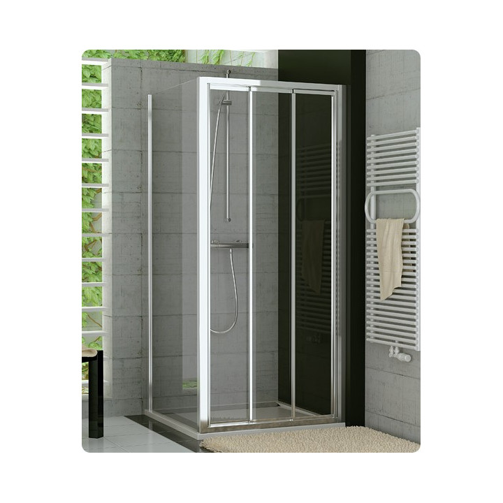 Drzwi przesuwno-składane, 2-częściowe SanSwiss TOP-LINE TOPK szer. 801 - 1000 mm, wys. do 1900 mm, srebrny mat, przezroczyste- s