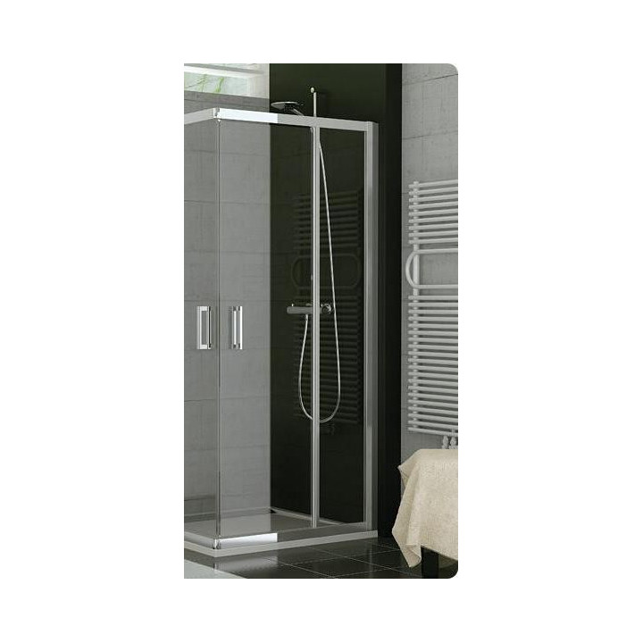 Kabina, drzwi ze ścianką SanSwiss TOP-LINE TOPS4 lewe, szer. 1200 - 1800 mm, wys. do 1900 mm, srebrny mat, przezroczyste- sanitb