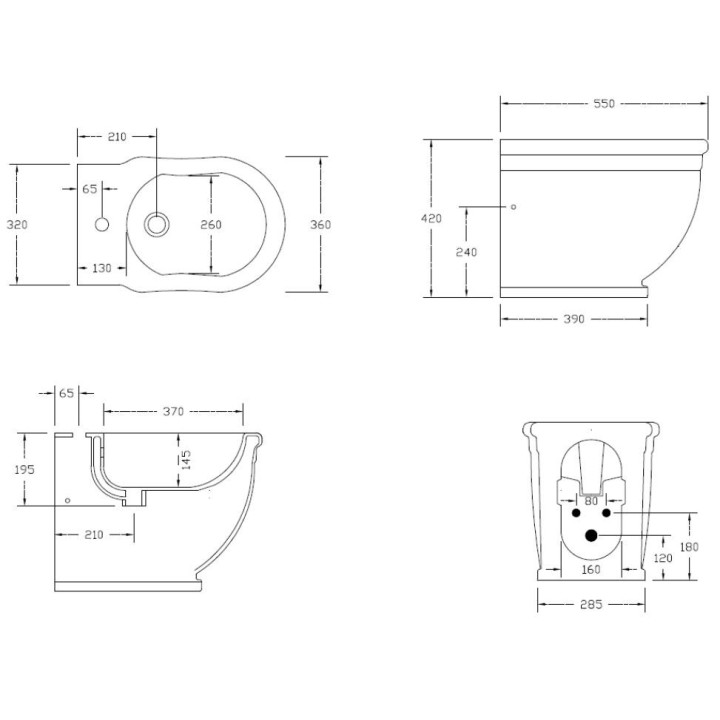 Bidet Artceram Hermitage stojący 36x55 cm, biały- sanitbuy.pl