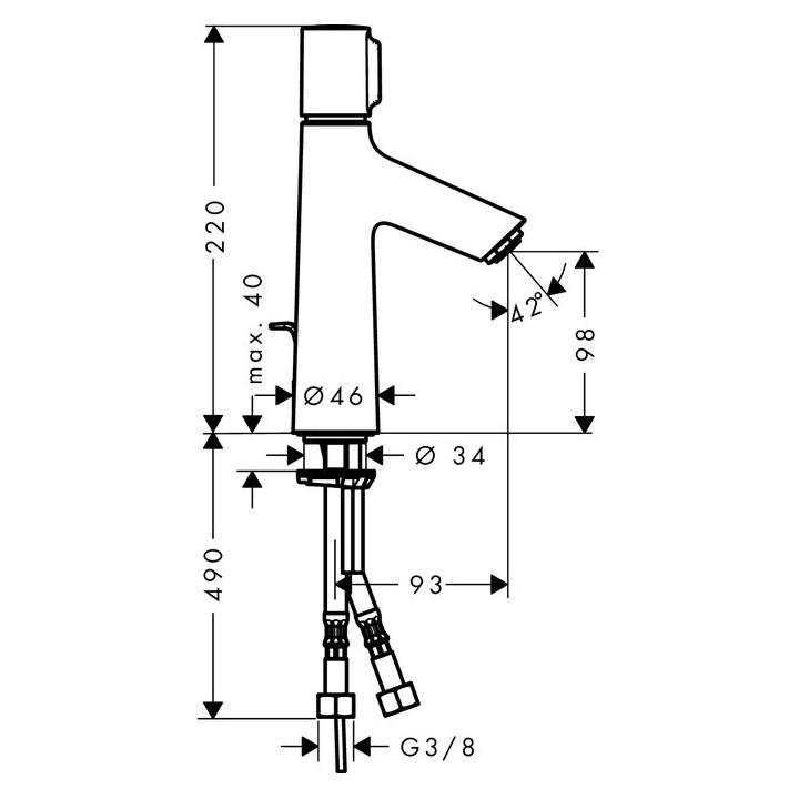 Bateria umywalkowa jednouchwytowa Hansgrohe Talis Select S stojąca, wys. 190 mm, chrom, komplet odpływowy- sanitbuy.pl