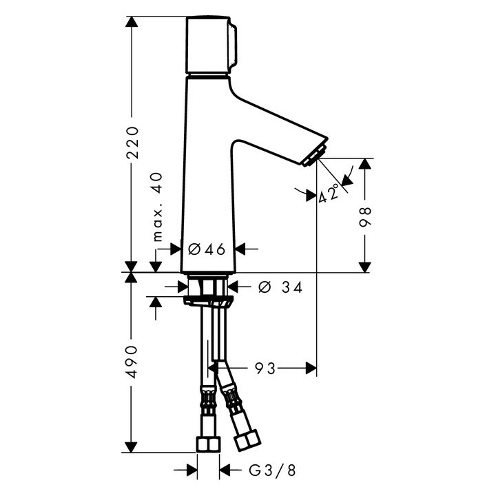 Bateria umywalkowa jednouchwytowa Hansgrohe Talis Select S stojąca, wys. 190 mm, chrom, bez kompletu odpływowego- sanitbuy.pl