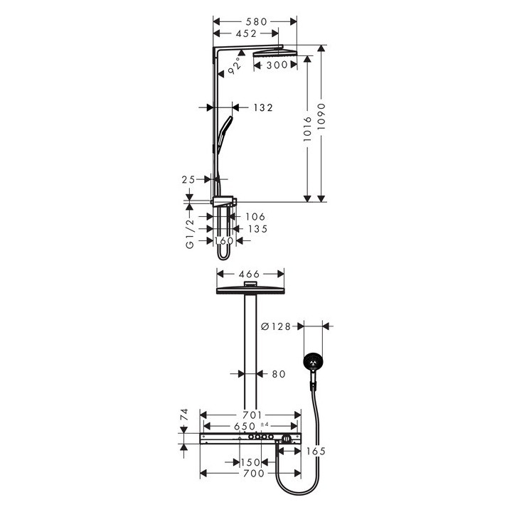 Zestaw prysznicowy Hansgrohe Rainmaker Select 460 3jet, zasięg 580 mm, biały/chrom- sanitbuy.pl