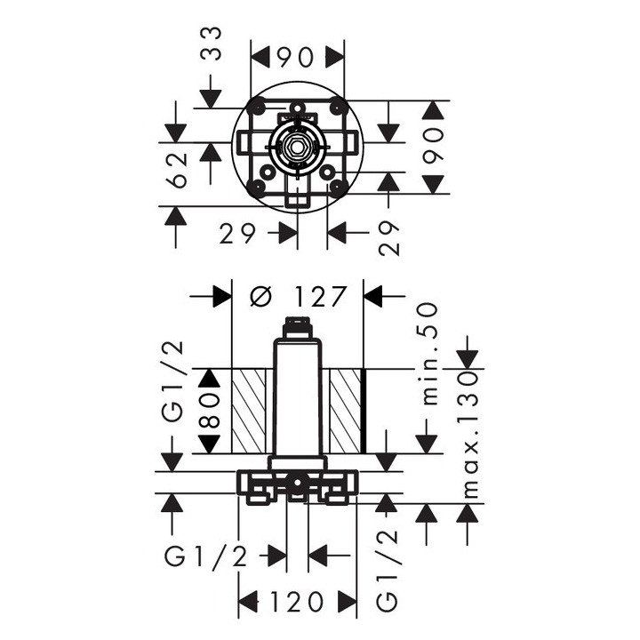 Zestaw podstawowy do głowicy prysznicowej Hansgrohe Rainmaker Select 460 z przyłączem sufitowym- sanitbuy.pl
