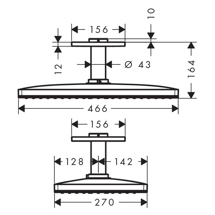 Deszczownica Hansgrohe Rainmaker Select 460 2jet sufitowa, dł. 164 mm, biały/chrom- sanitbuy.pl