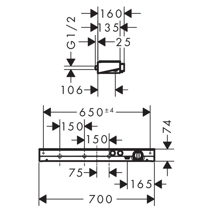 Bateria termostatyczna Hansgrohe ShowerTablet Select 700 Universal natynkowa, chrom, 2 odbiorniki- sanitbuy.pl
