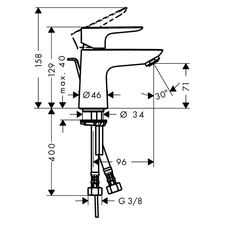 Bateria umywalkowa 1-uchwytowa Hansgrohe Talis E 110 wys. 191 mm, chrom, CoolStart, komplet odpływowy- sanitbuy.pl