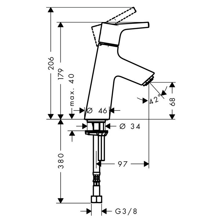 Bateria umywalkowa 1-uchwytowa Hansgrohe Talis S 80 wys. 206 mm, chrom, brak kompletu odpłwowego, CoolStart- sanitbuy.pl