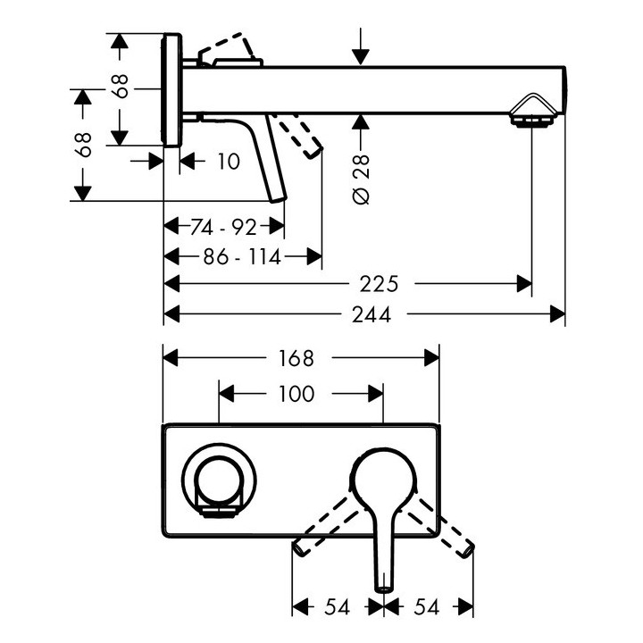 Bateria umywalkowa 1-uchwytowa Hansgrohe Talis S podtynkowa, dł. 225 mm, chrom, el. zewnętrzny- sanitbuy.pl