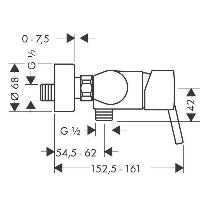Bateria prysznicowa 1-uchwytowa Hansgrohe Talis S natynkowa, chrom, rozstaw 150 mm ± 12 mm- sanitbuy.pl